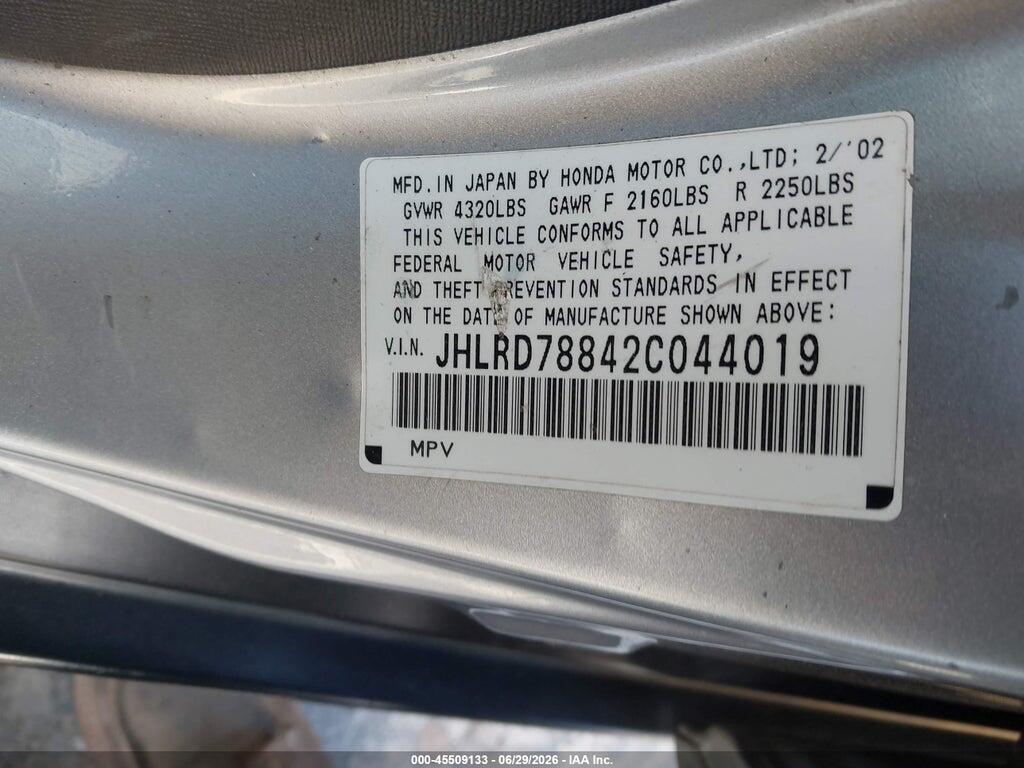 JHLRD78842C044019 2002 HONDA CR-V photo no. 9