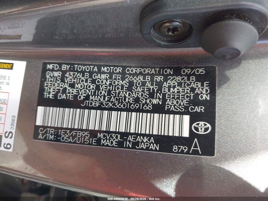 JTDBF32K360169168 2006 TOYOTA CAMRY photo no. 9