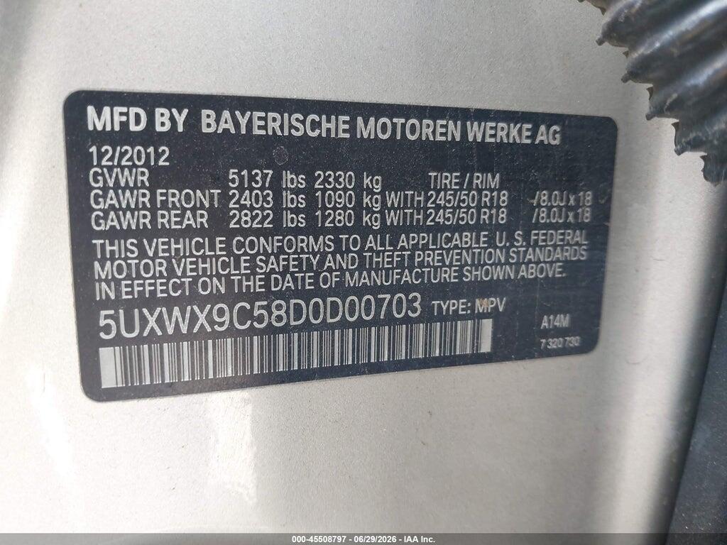 5UXWX9C58D0D00703 2013 BMW X3 photo no. 9