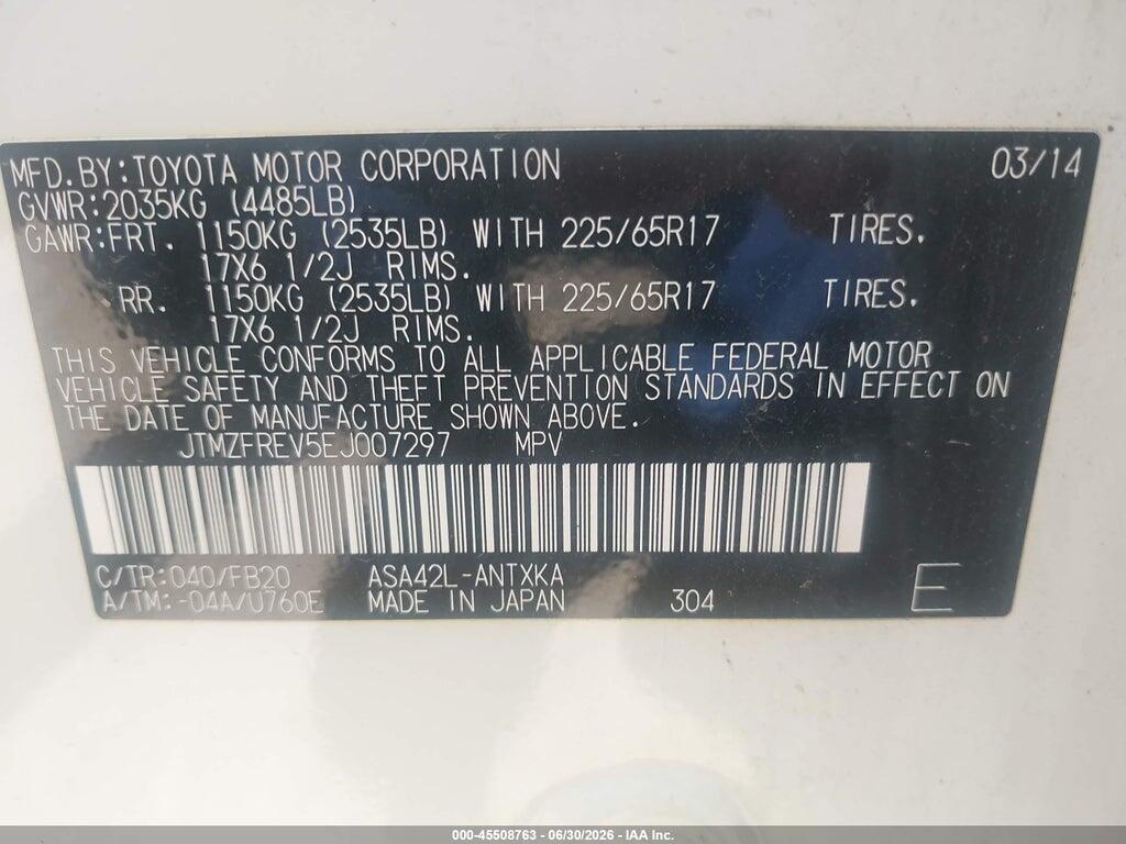 JTMZFREV5EJ007297 2014 TOYOTA RAV4 photo no. 9