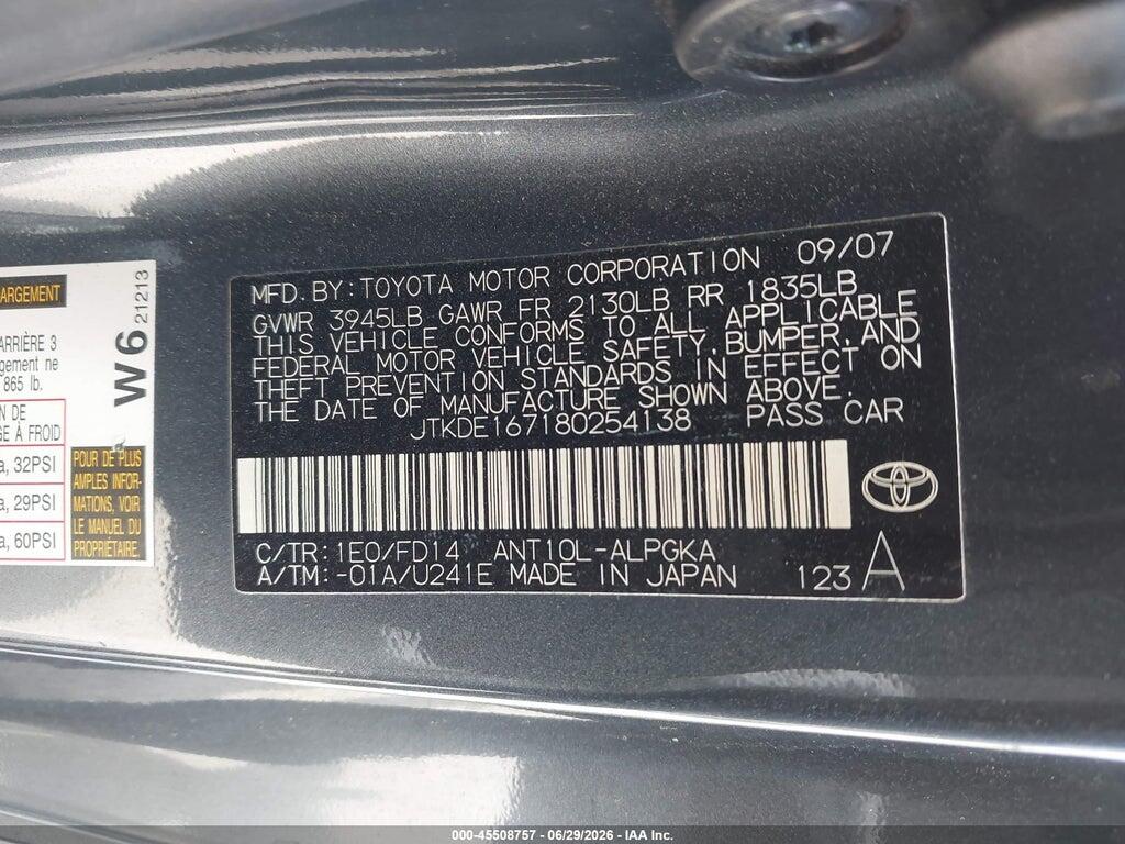 JTKDE167180254138 2008 SCION TC photo no. 9