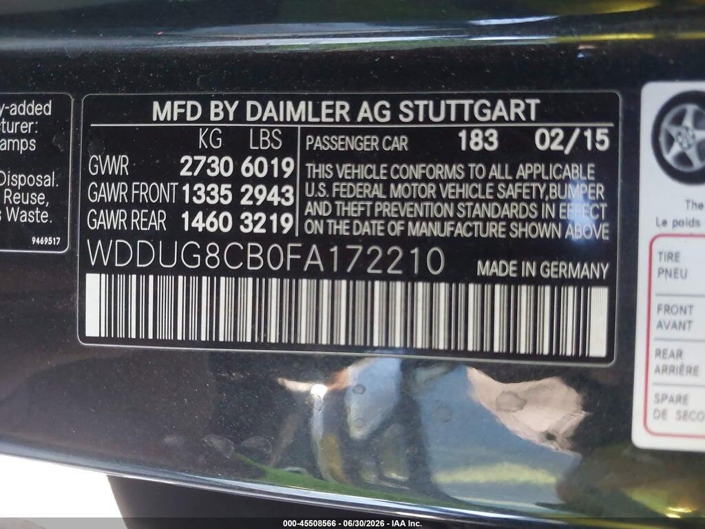 WDDUG8CB0FA172210 2015 MERCEDES-BENZ S 550 photo no. 9