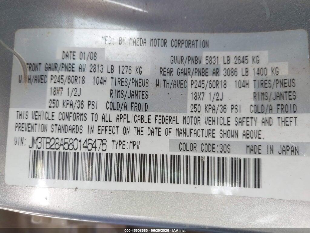 JM3TB28A580146476 2008 MAZDA CX-9 photo no. 9
