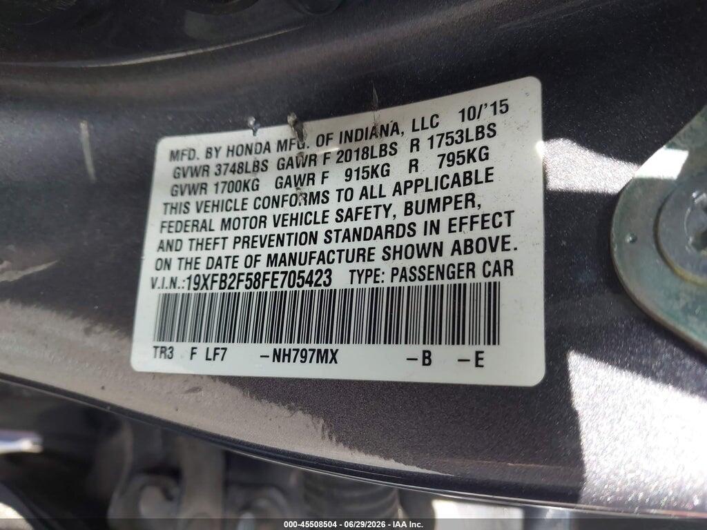 19XFB2F58FE705423 2015 HONDA CIVIC photo no. 9