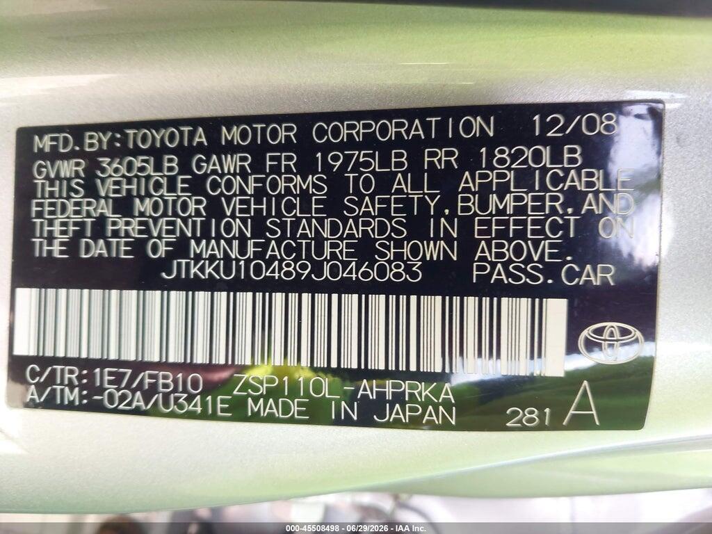 JTKKU10489J046083 2009 SCION XD photo no. 9