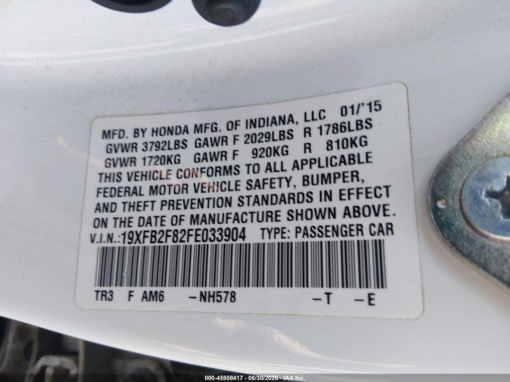 19XFB2F82FE033904 2015 HONDA CIVIC photo no. 9