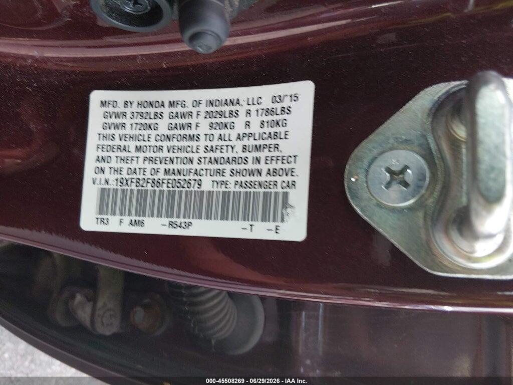 19XFB2F86FE052679 2015 HONDA CIVIC photo no. 9