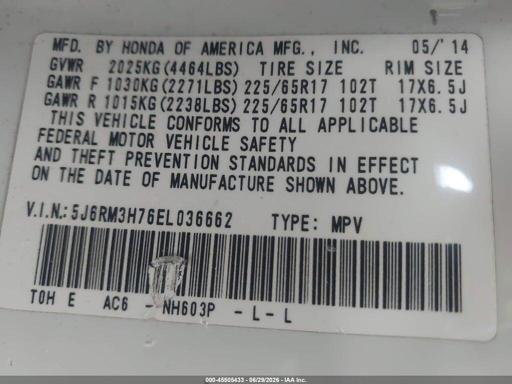 5J6RM3H76EL036662 2014 HONDA CR-V photo no. 9