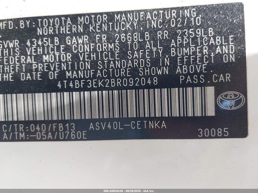 4T4BF3EK2BR092048 2011 TOYOTA CAMRY photo no. 9