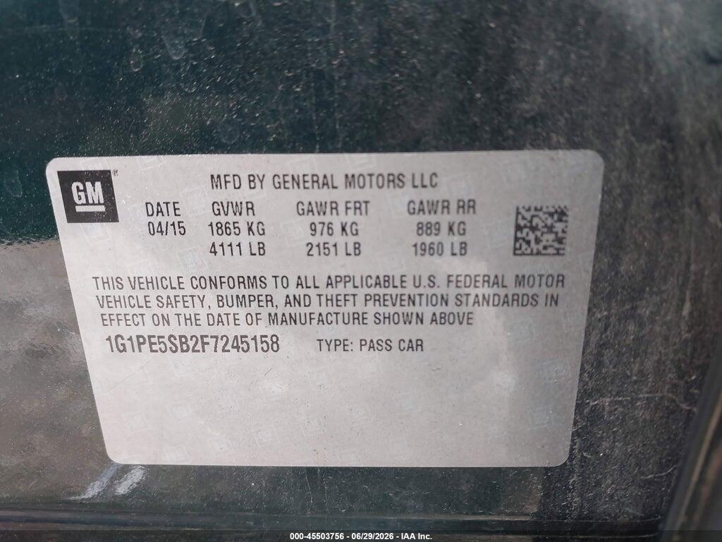 1G1PE5SB2F7245158 2015 CHEVROLET CRUZE photo no. 9