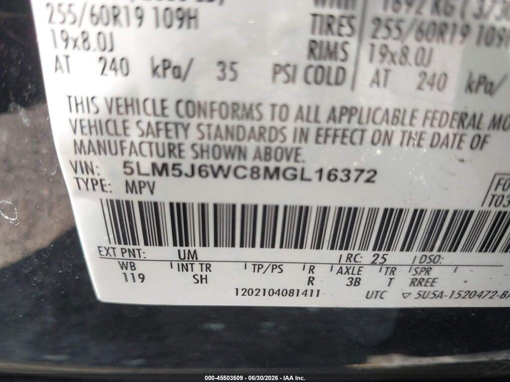 5LM5J6WC8MGL16372 2021 LINCOLN AVIATOR photo no. 9