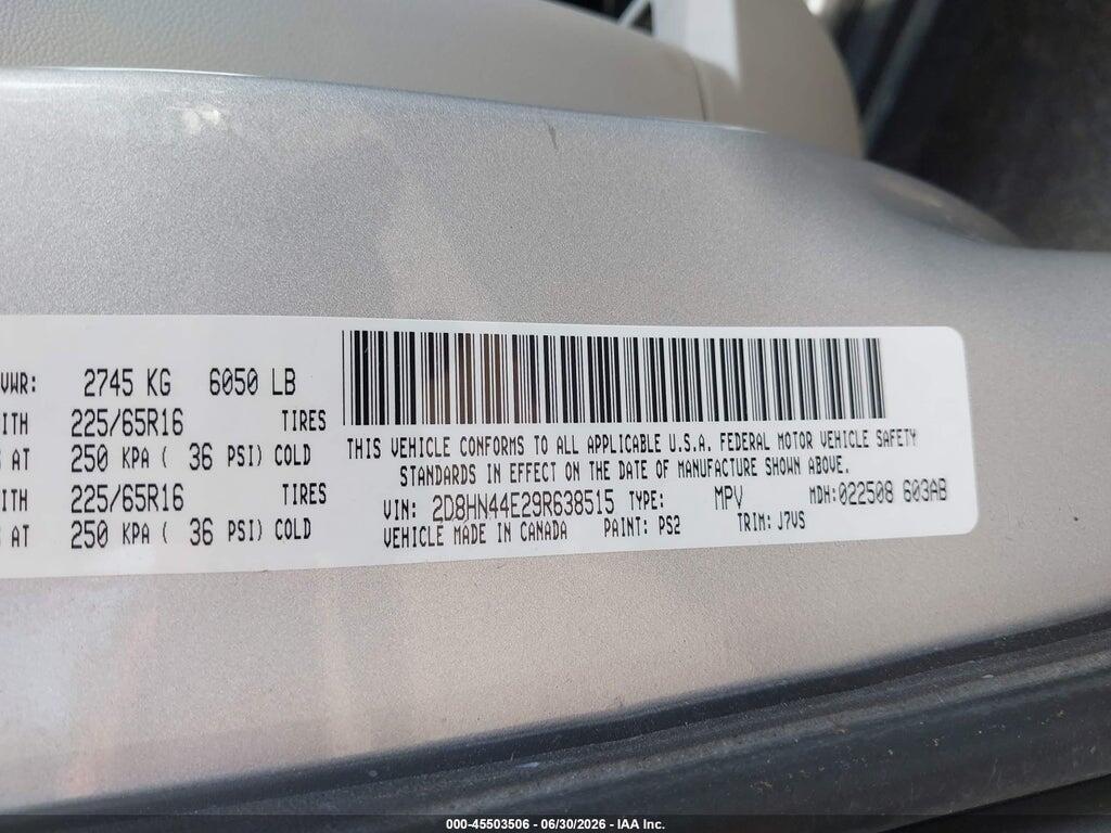 2D8HN44E29R638515 2009 DODGE GRAND CARAVAN photo no. 9