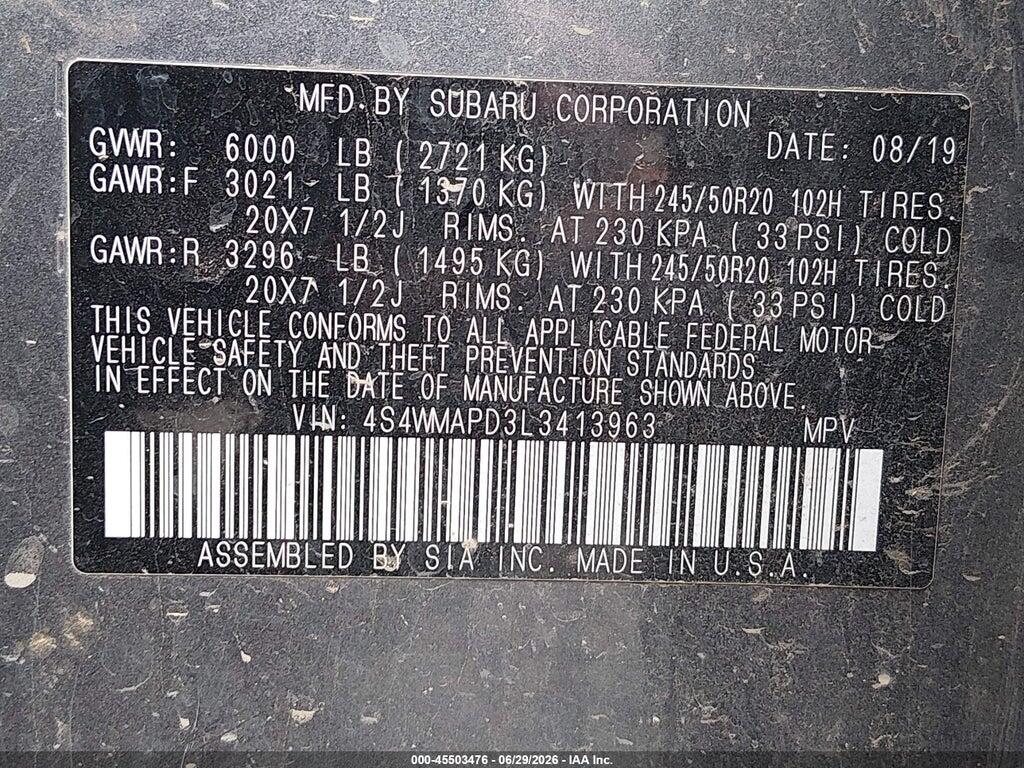4S4WMAPD3L3413963 2020 SUBARU ASCENT photo no. 9