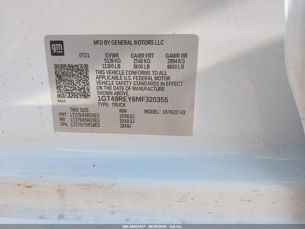 1GT49REY6MF320355 2021 GMC SIERRA 2500HD photo no. 9