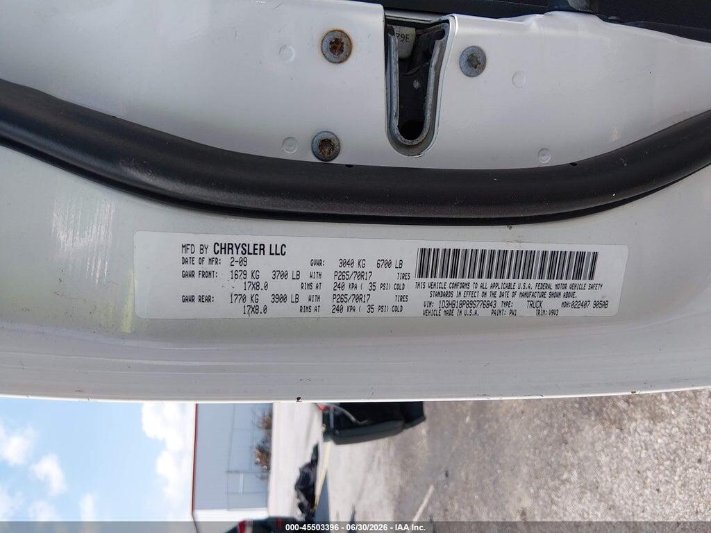 1D3HB18P89S776843 2009 DODGE RAM 1500 photo no. 9