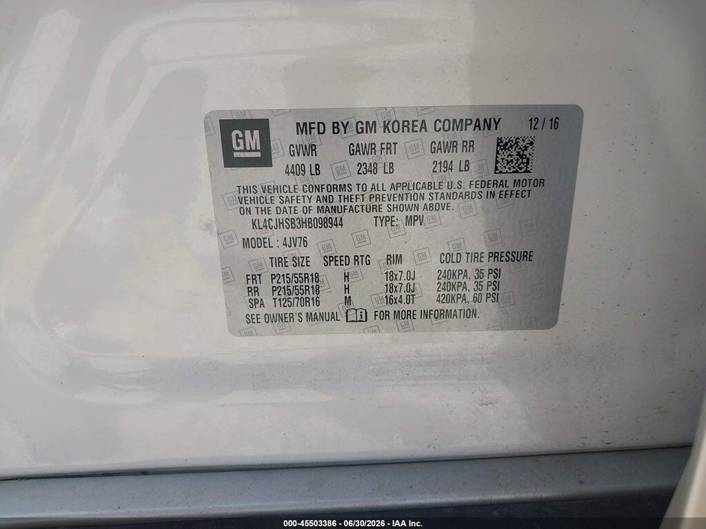 KL4CJHSB3HB098944 2017 BUICK ENCORE photo no. 9