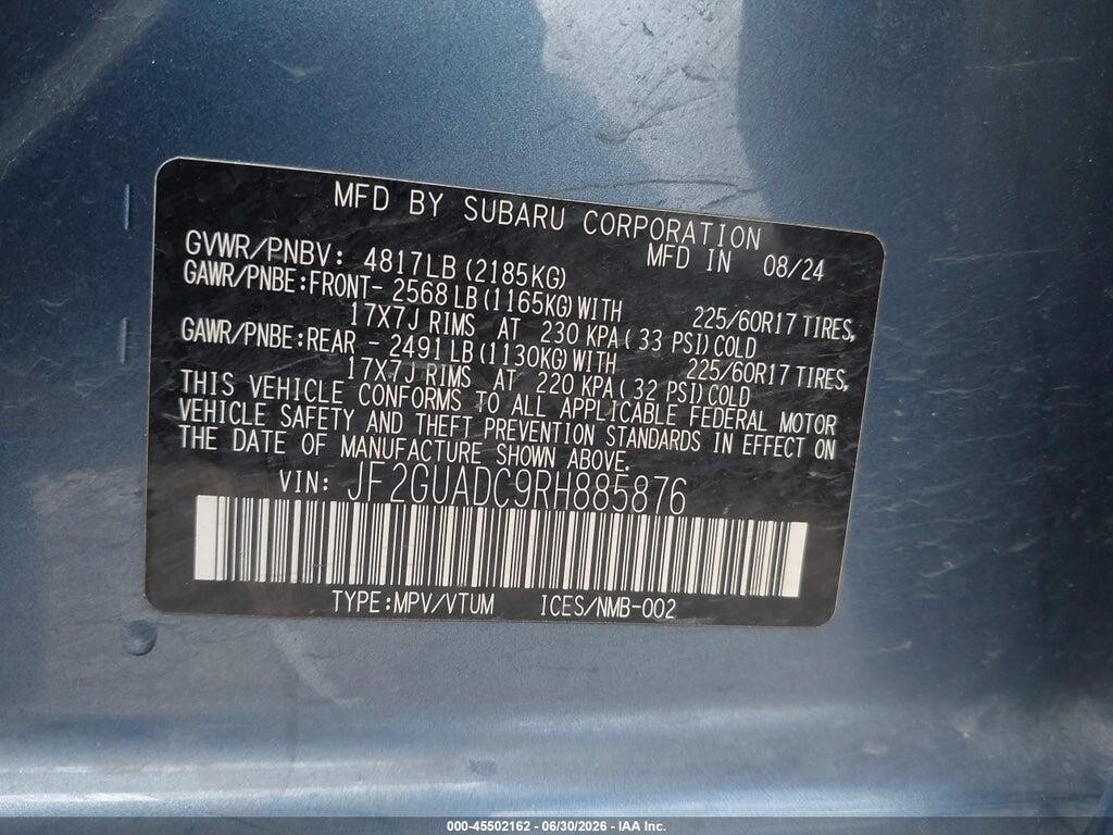 JF2GUADC9RH885876 2024 SUBARU CROSSTREK photo no. 9