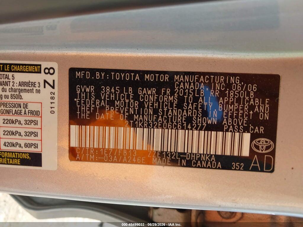 2T1KR32E06C614277 2006 TOYOTA MATRIX photo no. 9