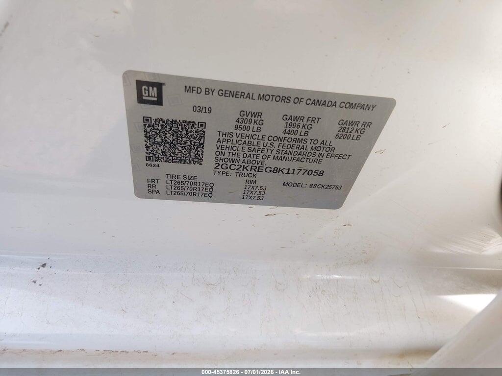 2GC2KREG8K1177058 2019 CHEVROLET SILVERADO 2500HD photo no. 9