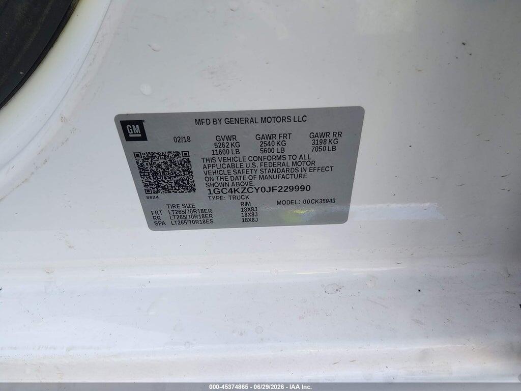 1GC4KZCY0JF229990 2018 CHEVROLET SILVERADO 3500HD photo no. 8