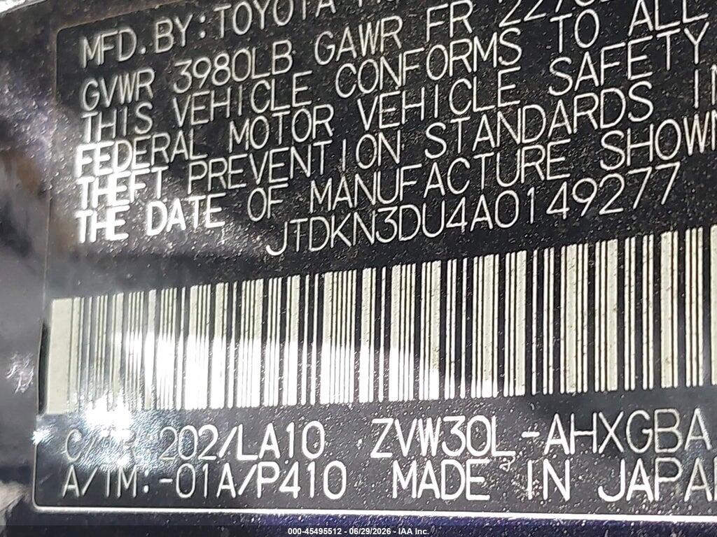 JTDKN3DU4A0149277 2010 TOYOTA PRIUS photo no. 9