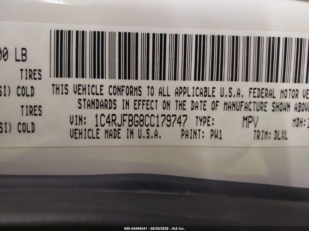 1C4RJFBG8CC179747 2012 JEEP GRAND CHEROKEE photo no. 9