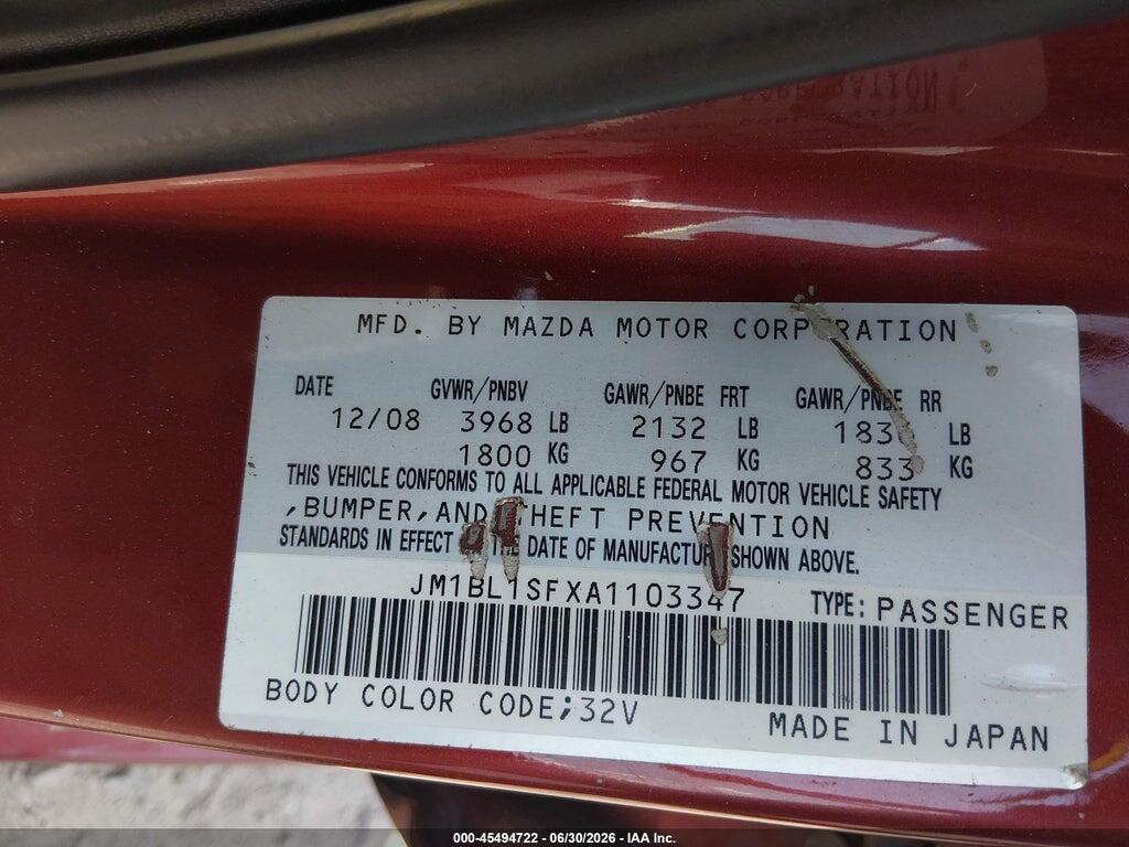 JM1BL1SFXA1103347 2010 MAZDA MAZDA3 photo no. 9
