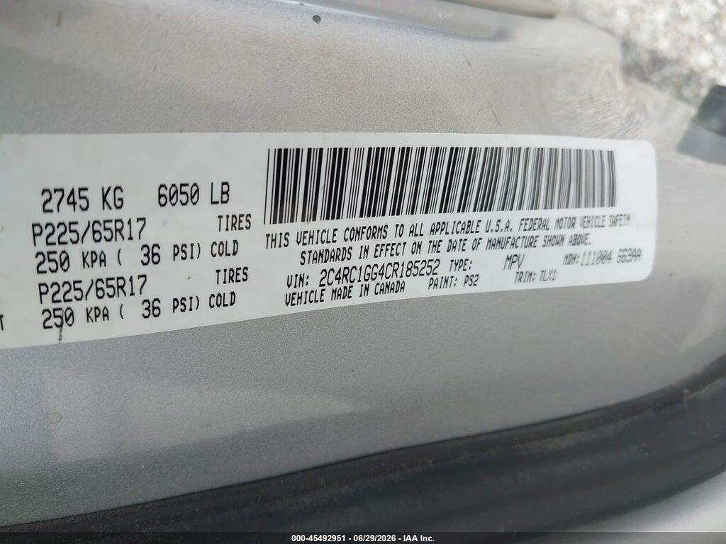 2C4RC1GG4CR185252 2012 CHRYSLER TOWN & COUNTRY photo no. 9