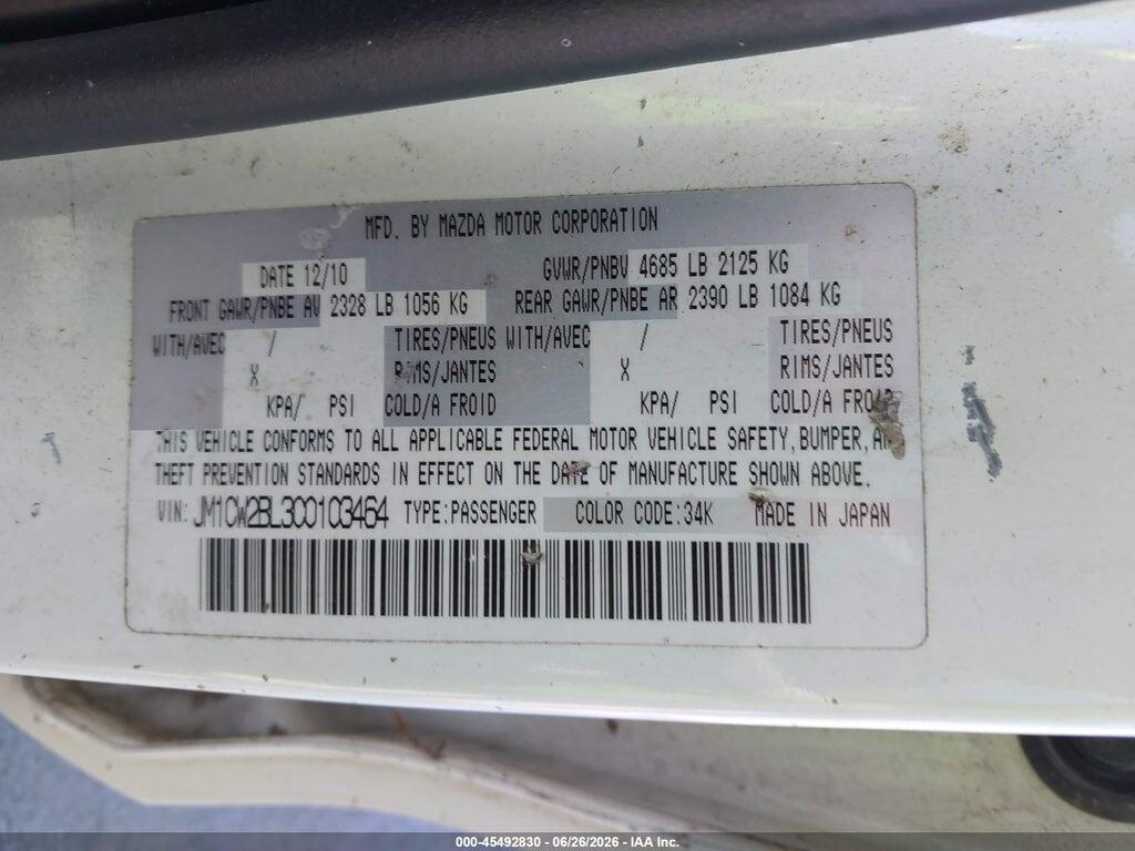 JM1CW2BL3C0103464 2012 MAZDA MAZDA5 photo no. 9