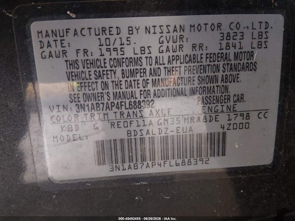 3N1AB7AP4FL688392 2015 NISSAN SENTRA photo no. 9