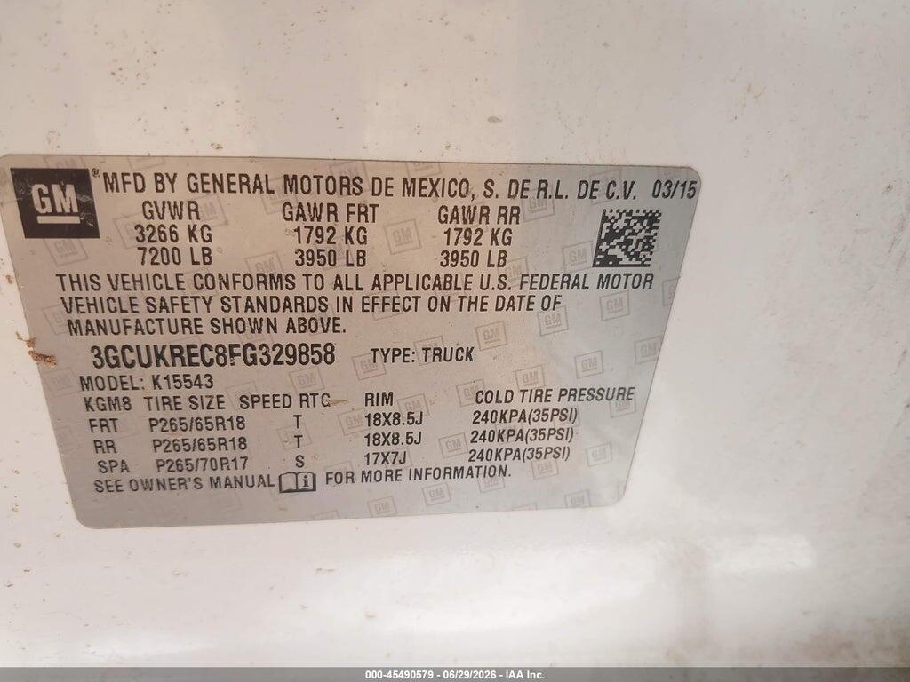 3GCUKREC8FG329858 2015 CHEVROLET SILVERADO 1500 photo no. 9