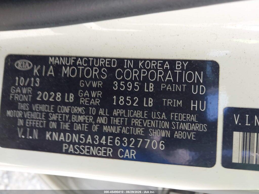 KNADN5A34E6327706 2014 KIA RIO photo no. 9