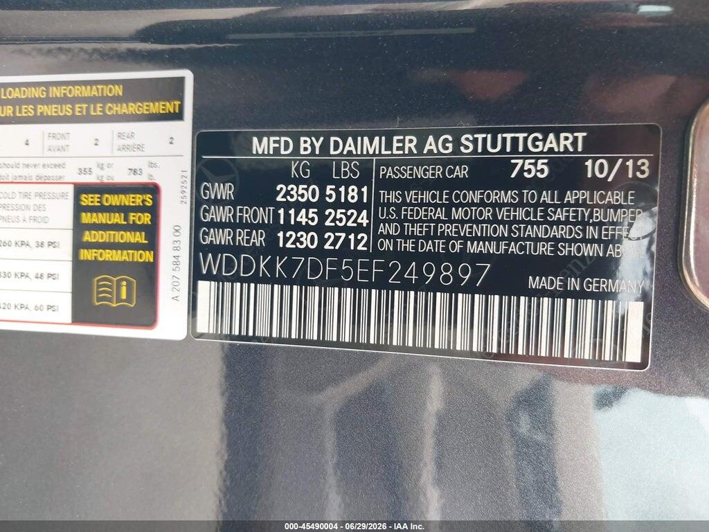 WDDKK7DF5EF249897 2014 MERCEDES-BENZ E 550 photo no. 9