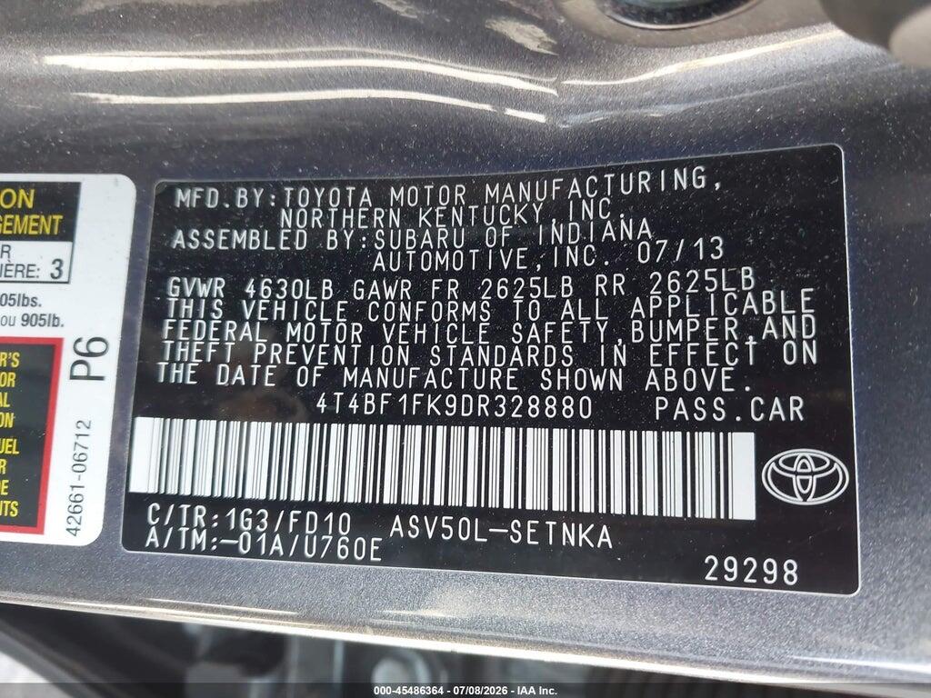 4T4BF1FK9DR328880 2013 TOYOTA CAMRY photo no. 9