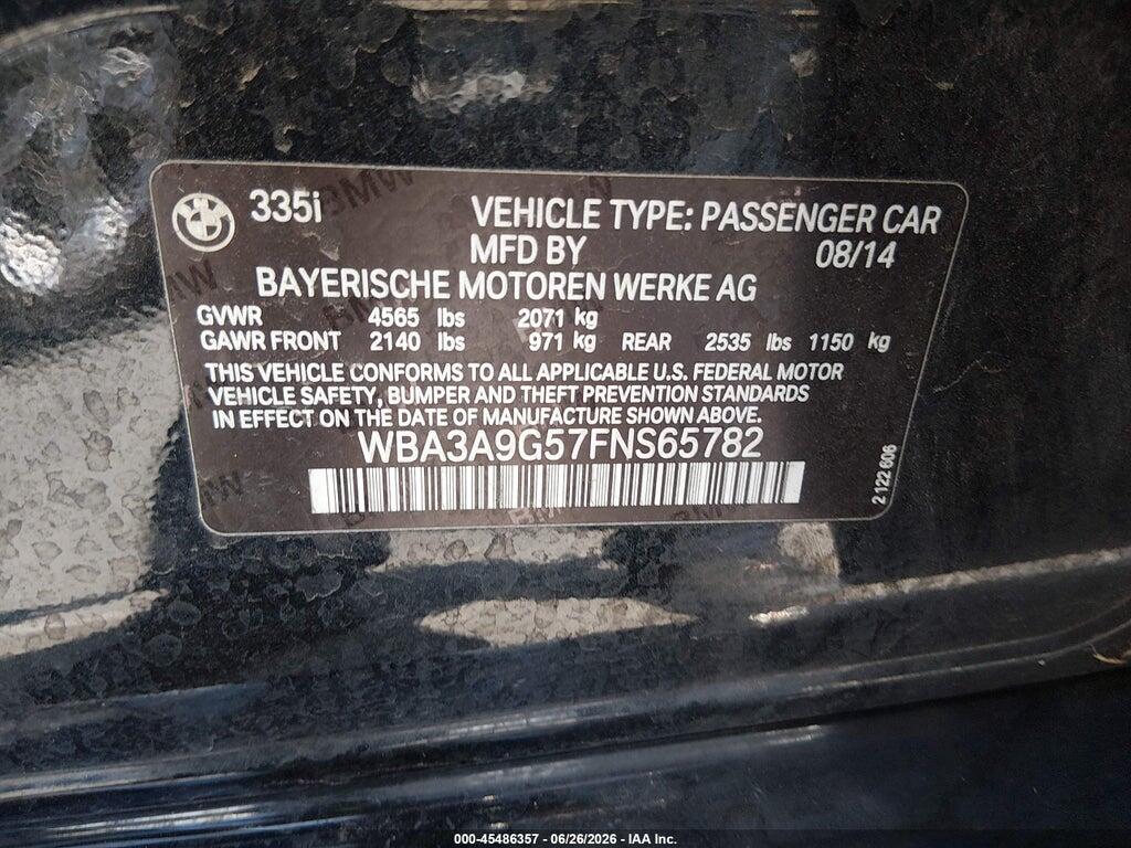 WBA3A9G57FNS65782 2015 BMW 335I photo no. 9