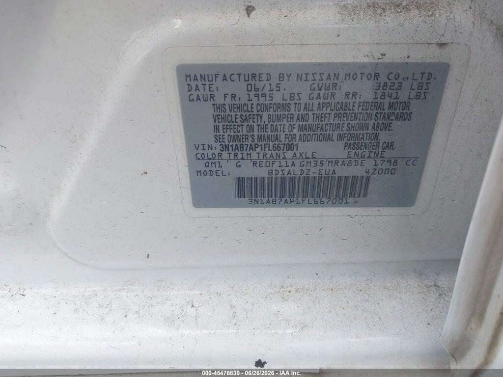 3N1AB7AP1FL667001 2015 NISSAN SENTRA photo no. 9