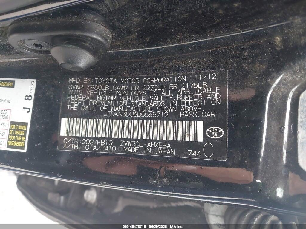 JTDKN3DU6D5565712 2013 TOYOTA PRIUS photo no. 9