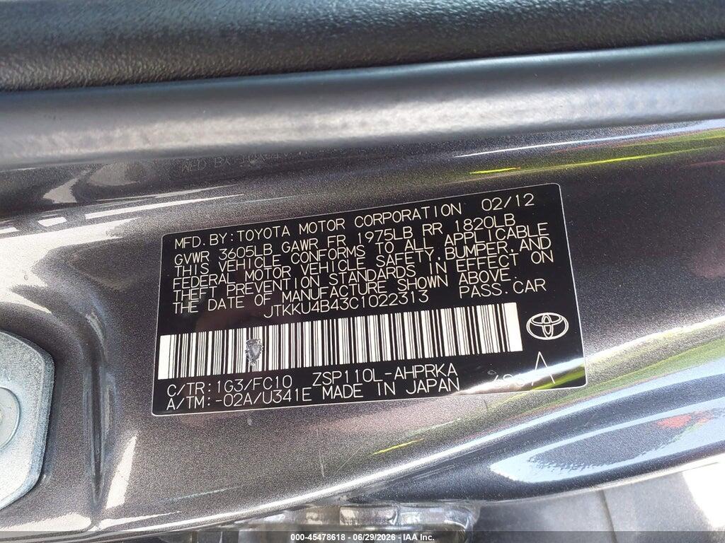 JTKKU4B43C1022313 2012 SCION XD photo no. 9
