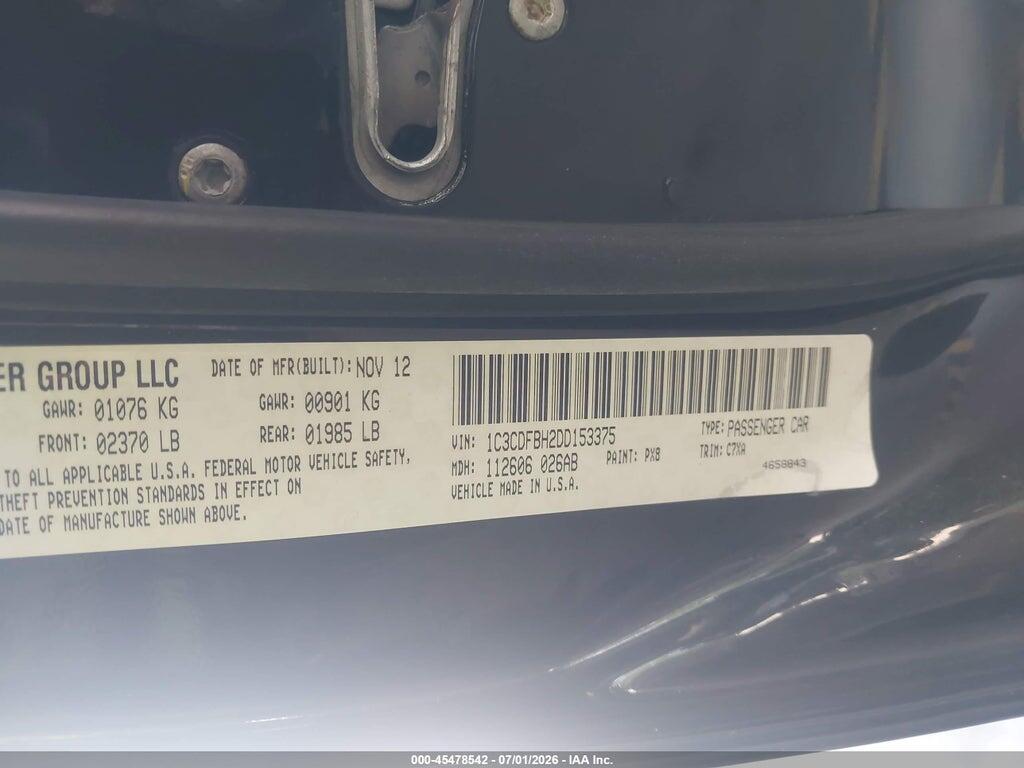 1C3CDFBH2DD153375 2013 DODGE DART photo no. 9