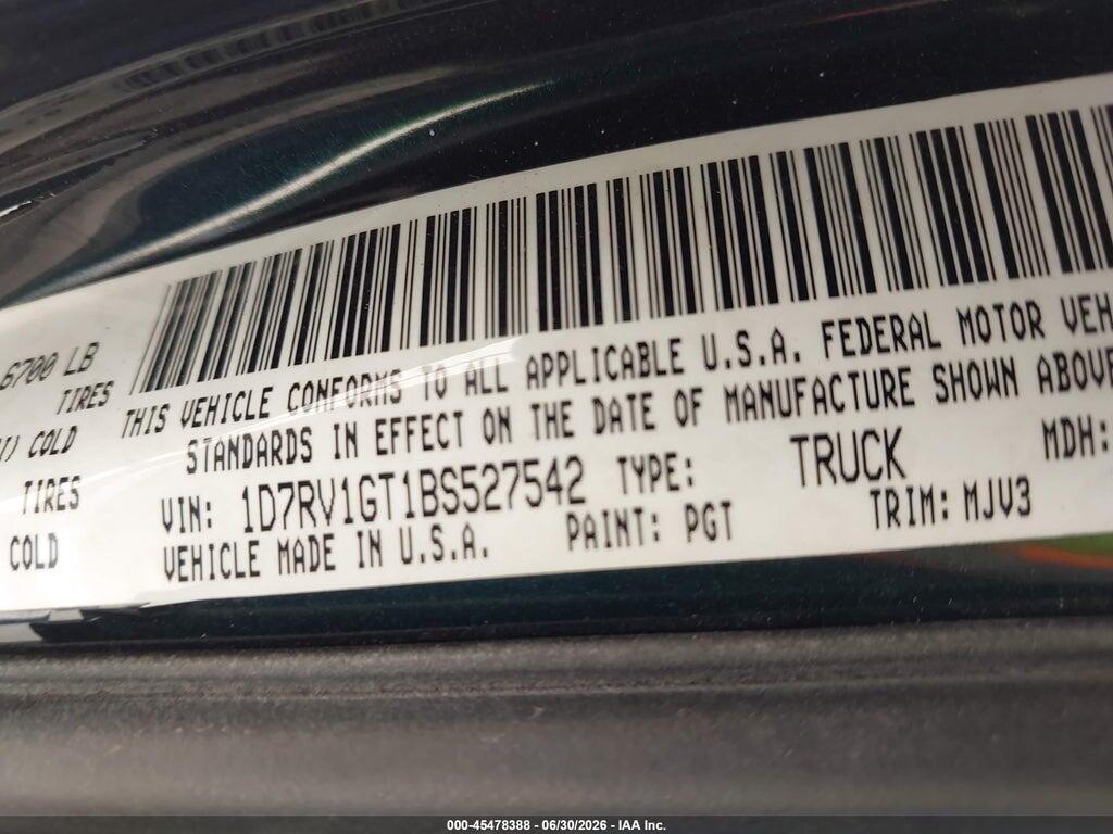 1D7RV1GT1BS527542 2011 RAM RAM 1500 photo no. 9