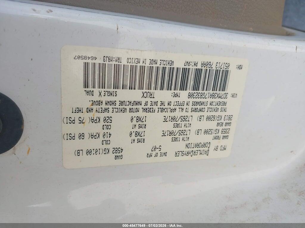 3D7MX38A17G832308 2007 DODGE RAM 3500 photo no. 9