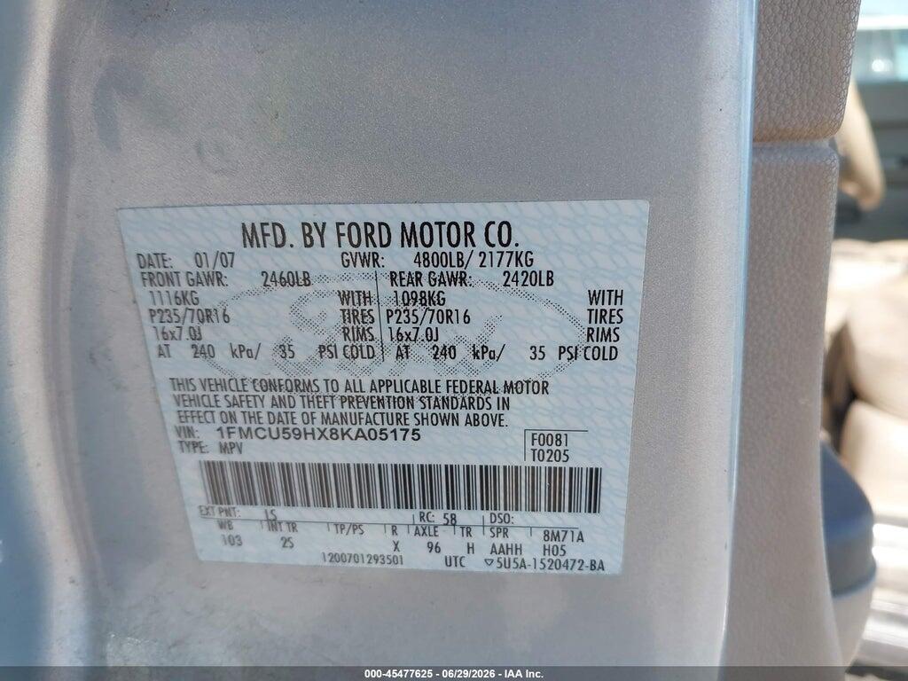 1FMCU59HX8KA05175 2008 FORD ESCAPE HYBRID photo no. 9