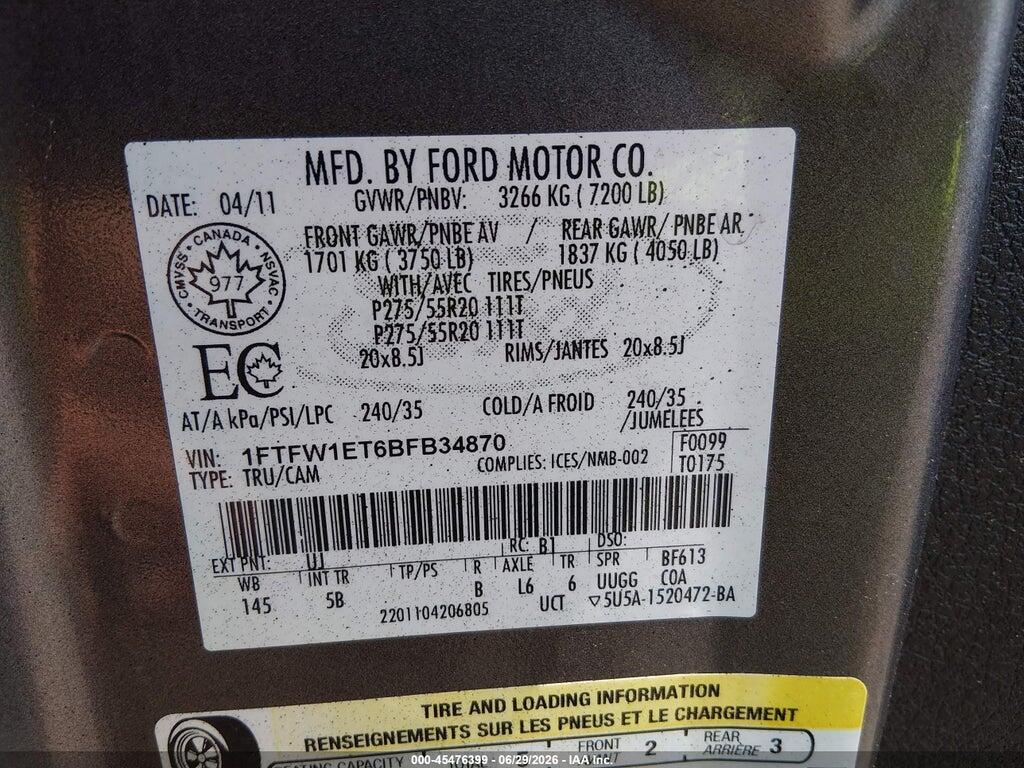 1FTFW1ET6BFB34870 2011 FORD F-150 photo no. 9