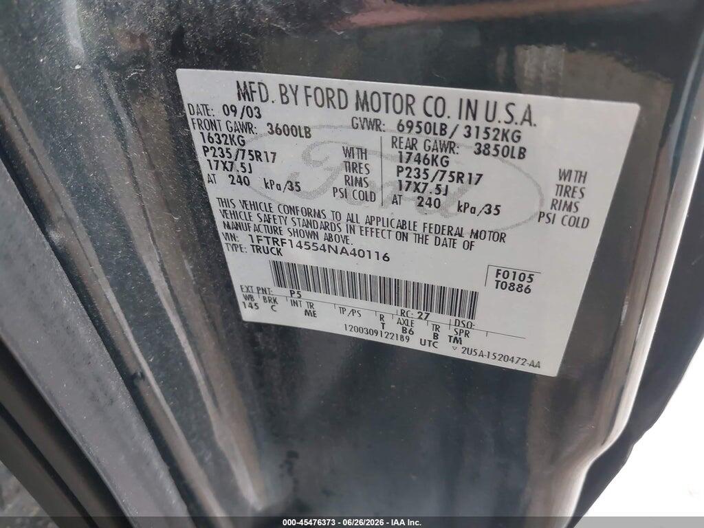 1FTRF14554NA40116 2004 FORD F-150 photo no. 9