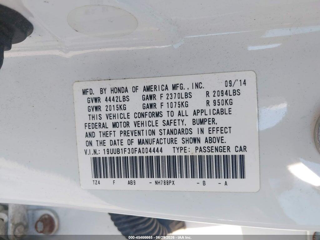 19UUB1F30FA004444 2015 ACURA TLX photo no. 9