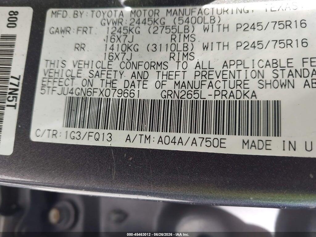 5TFJU4GN6FX079661 2015 TOYOTA TACOMA photo no. 9