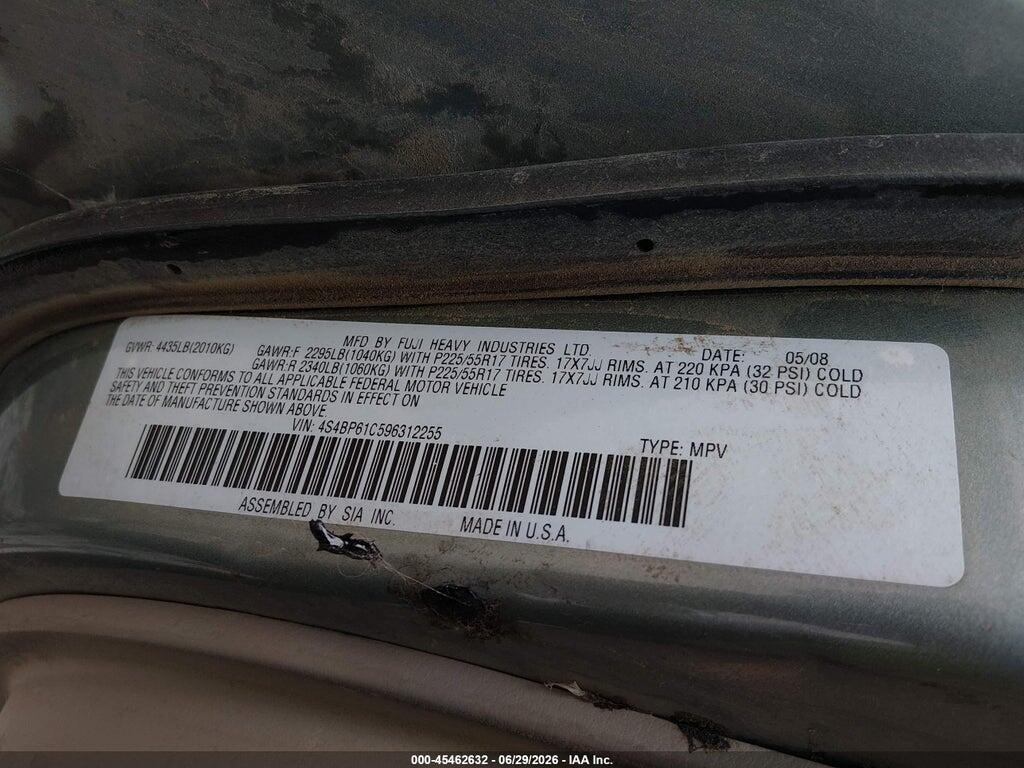 4S4BP61C596312255 2009 SUBARU OUTBACK photo no. 9