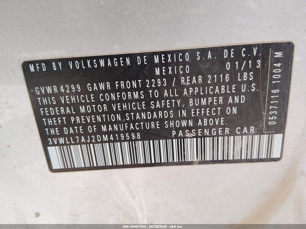 3VWLL7AJ2DM419598 2013 VOLKSWAGEN JETTA photo no. 9