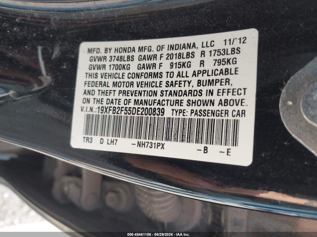 19XFB2F55DE200839 2013 HONDA CIVIC photo no. 9