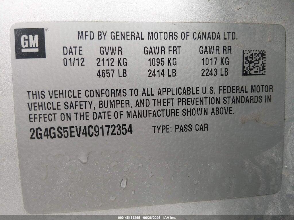 2G4GS5EV4C9172354 2012 BUICK REGAL photo no. 9